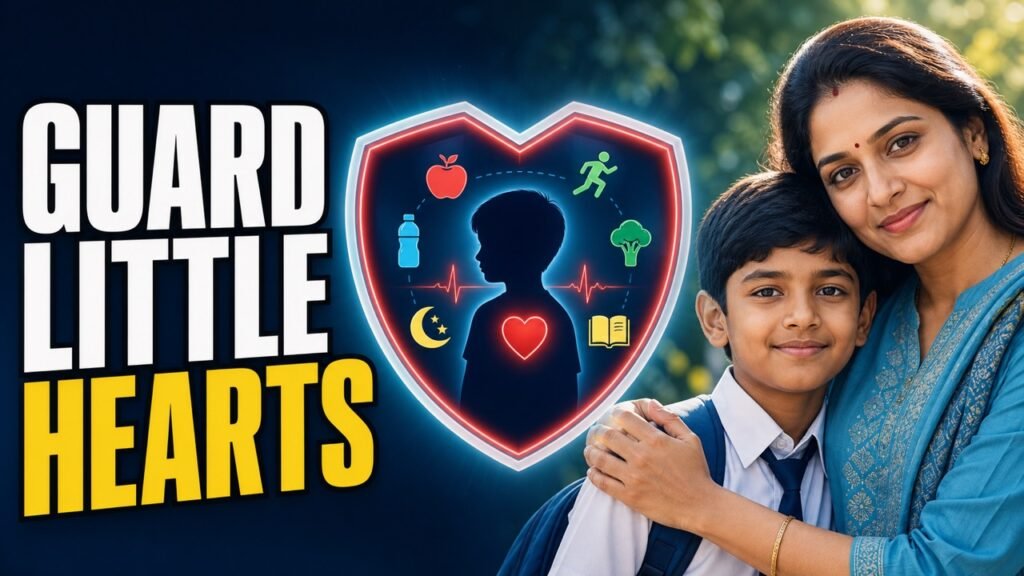 Indian mother protecting a child’s heart health