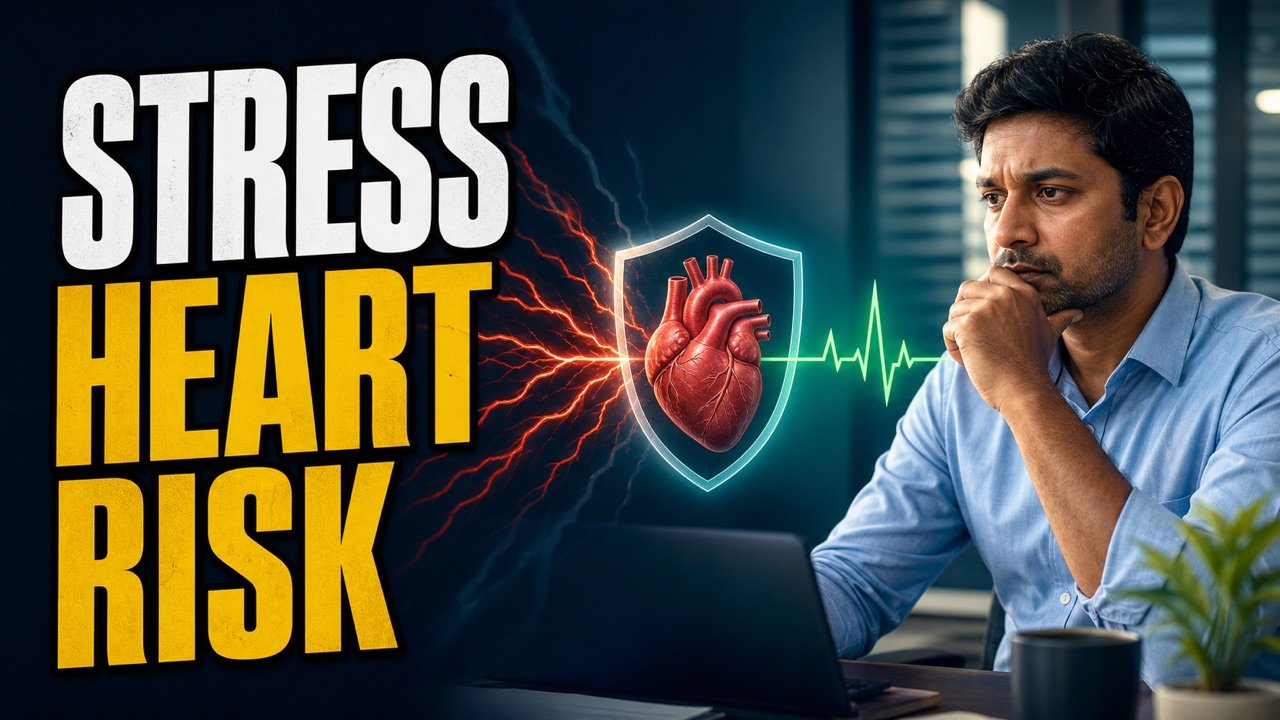 Indian professional managing workplace stress and heart risk