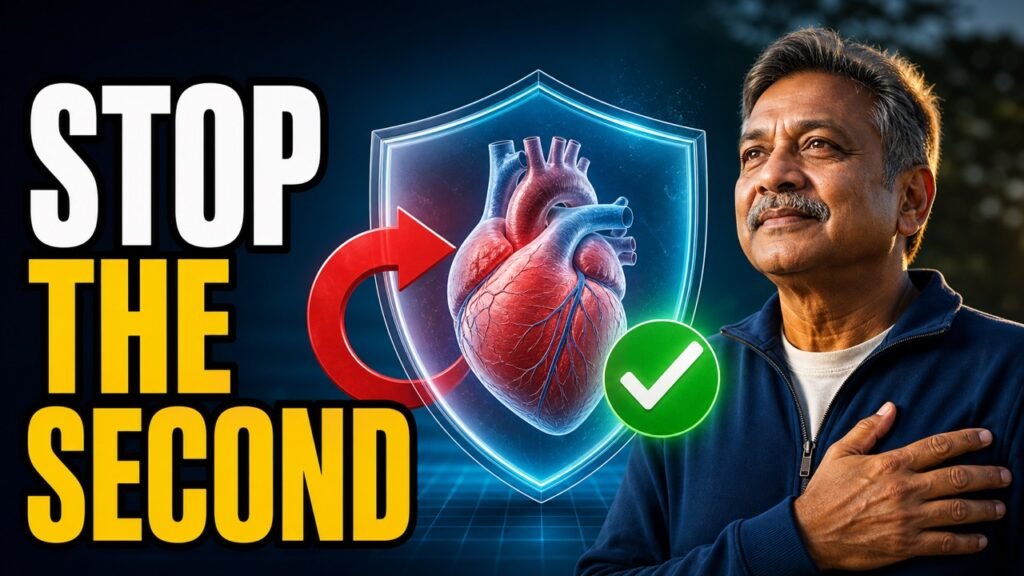 Heart attack survivor with a protected heart symbol