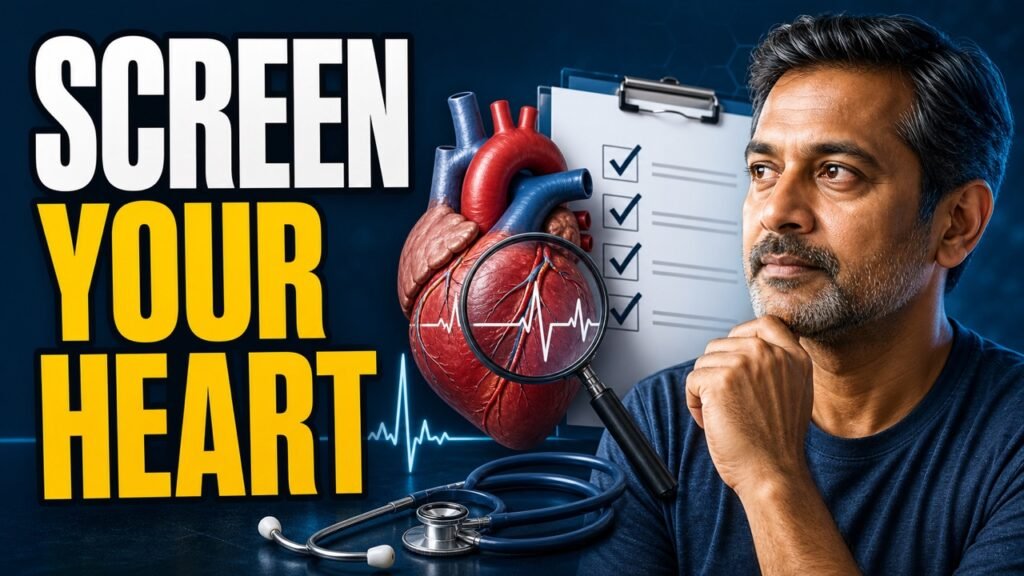 Indian man considering preventive heart screening with a checklist