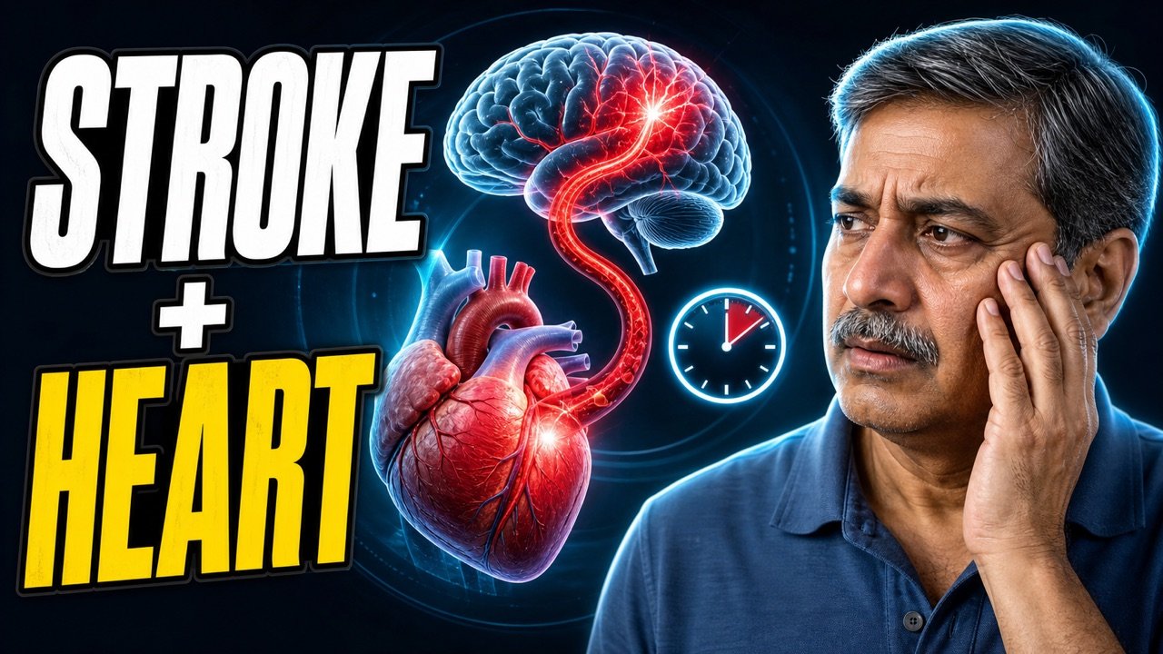 Stroke and heart connection showing warning signs and the need to act FAST