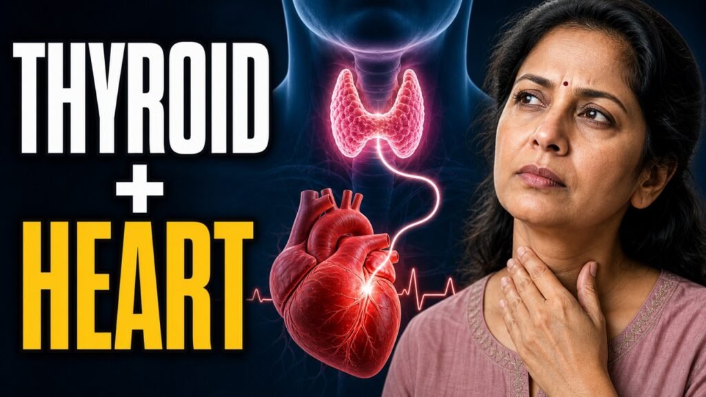 Thyroid gland connected to the heart in an Indian woman